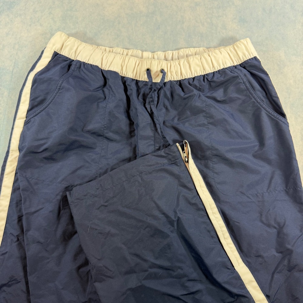 Nike Track Pants Mens Medium Navy Blue Excellent Zippered Hem Lined Athletic
